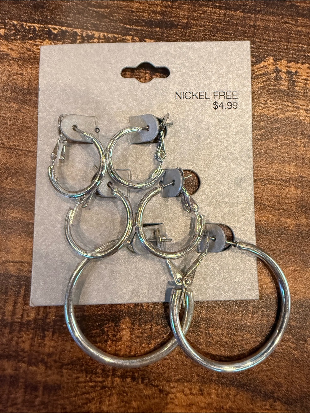 Set of 3 / Target Silver Hoop Earring Set - Shiny Silver Tones